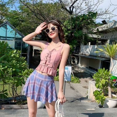 游泳衣女新款ins風保守遮肚顯瘦性感分體比基尼溫泉泳裝小香風