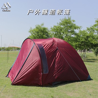 休閑防曬一室一廳隧道帳篷便攜可折疊防暴雨加厚雙層戶外露營帳篷