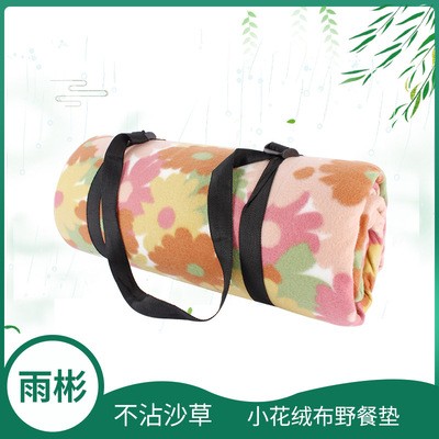 現貨批發加大絨面野餐墊戶外郊游加厚防水沙灘墊小花兒童爬行墊