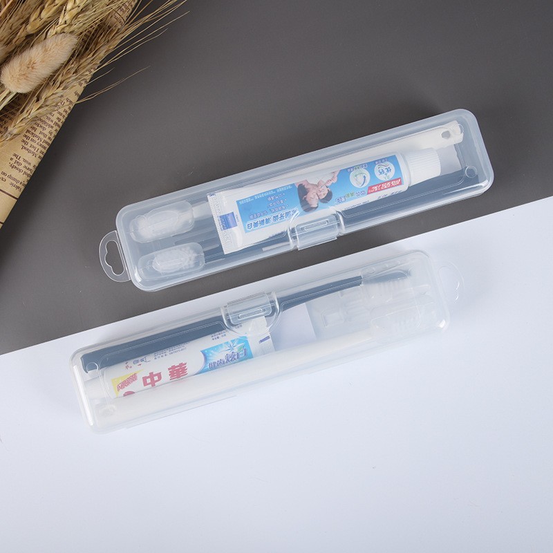 旅行牙刷 塑料盒裝便攜情侶牙刷 一次性牙膏 二合一牙具套裝批發