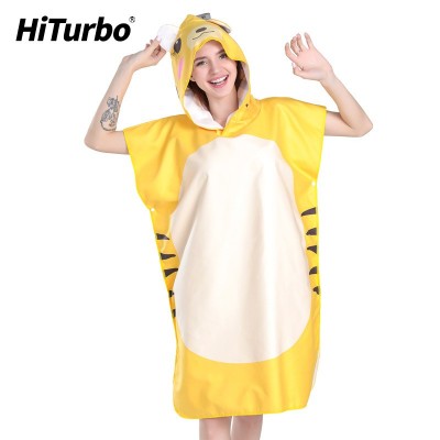 HiTurbo卡通動物款速干浴袍帶帽浴巾換衣披風斗篷防風保暖可換衣