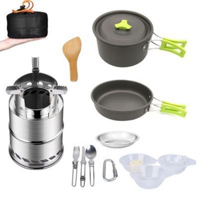 A-亞馬遜新款 戶(hù)外用品野營(yíng)便攜折疊套鍋 野炊鍋具炊具組合套裝