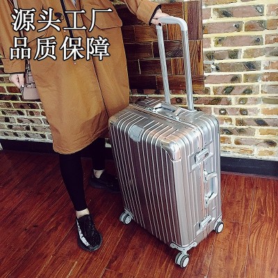 拉桿箱萬向輪鋁框行李箱包旅行箱TSA密碼鎖PC拉桿箱鋁合金復古箱