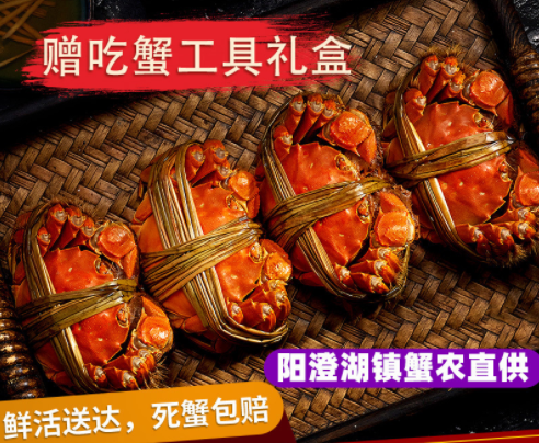 大閘蟹鮮活全母螃蟹陽澄湖鎮4.0兩現貨禮盒團購代批發包郵死蟹賠
