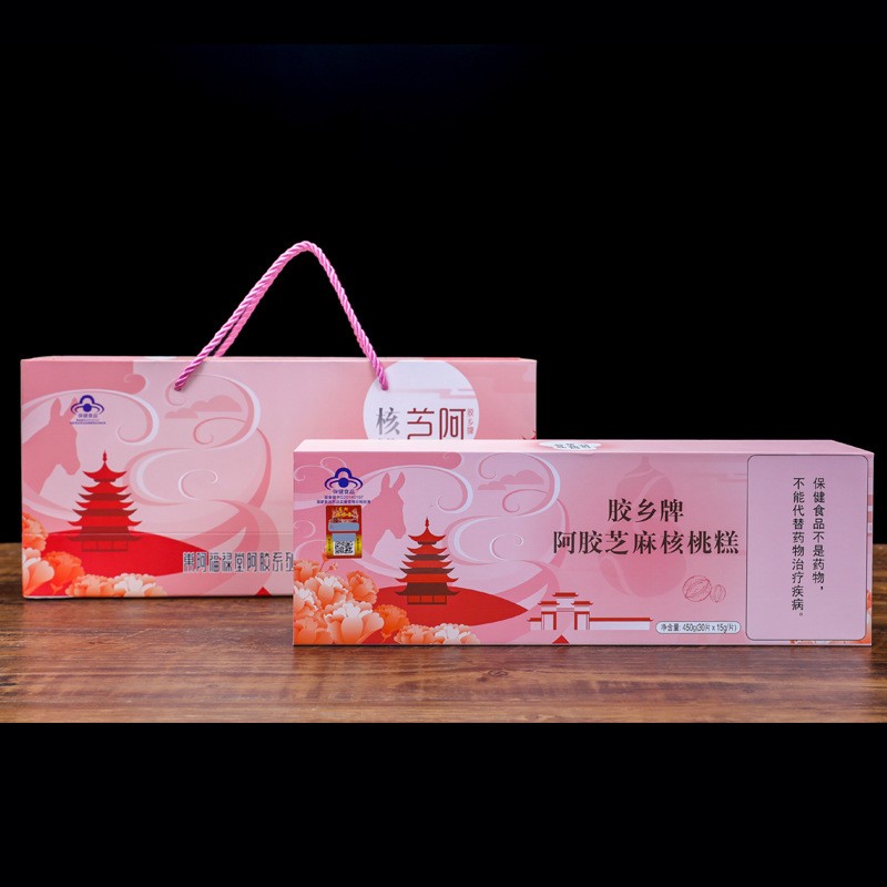 國食健字膠鄉牌阿膠糕450g禮盒驢皮熬制阿膠一件代發全國招商