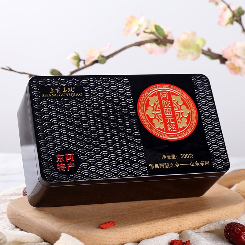 東阿即食阿膠糕 批發(fā)鐵盒阿膠固元糕500克可貼牌阿膠糕阿膠固元糕