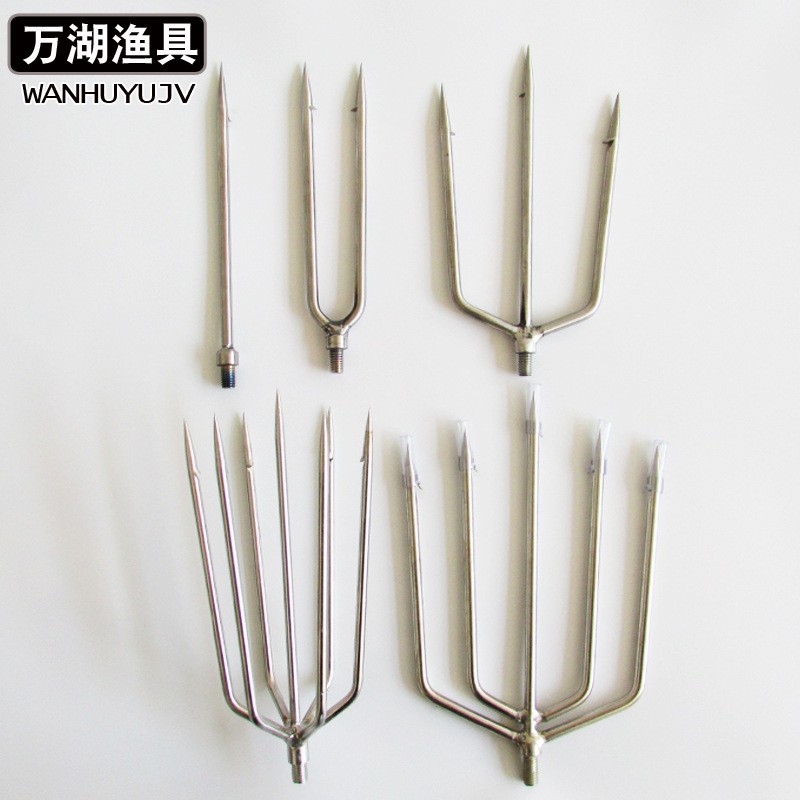 批發(fā)不銹鋼帶倒刺魚叉 一齒三齒五齒魚叉燈籠七叉漁具用品垂釣